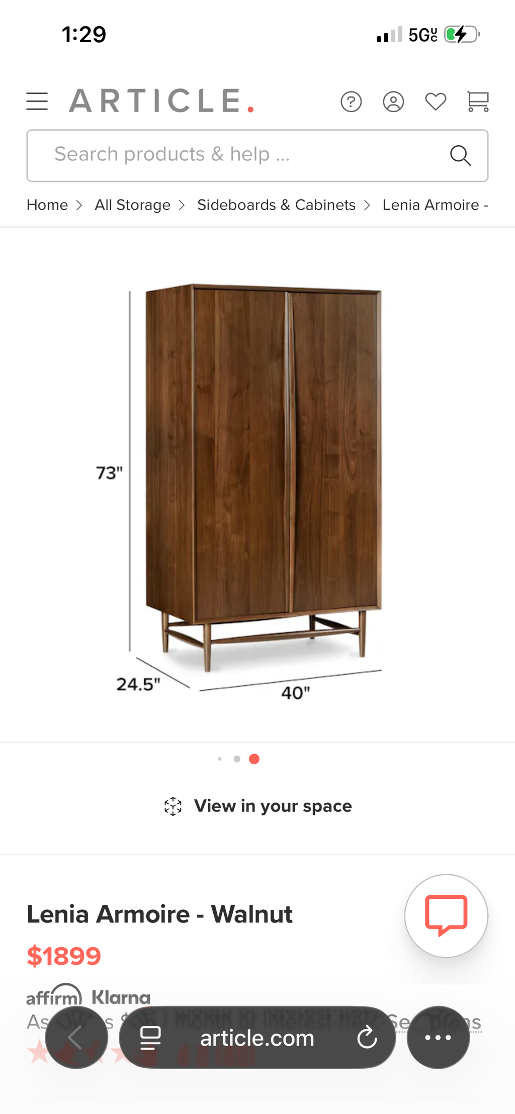 Article Lenia Armoire - Walnut