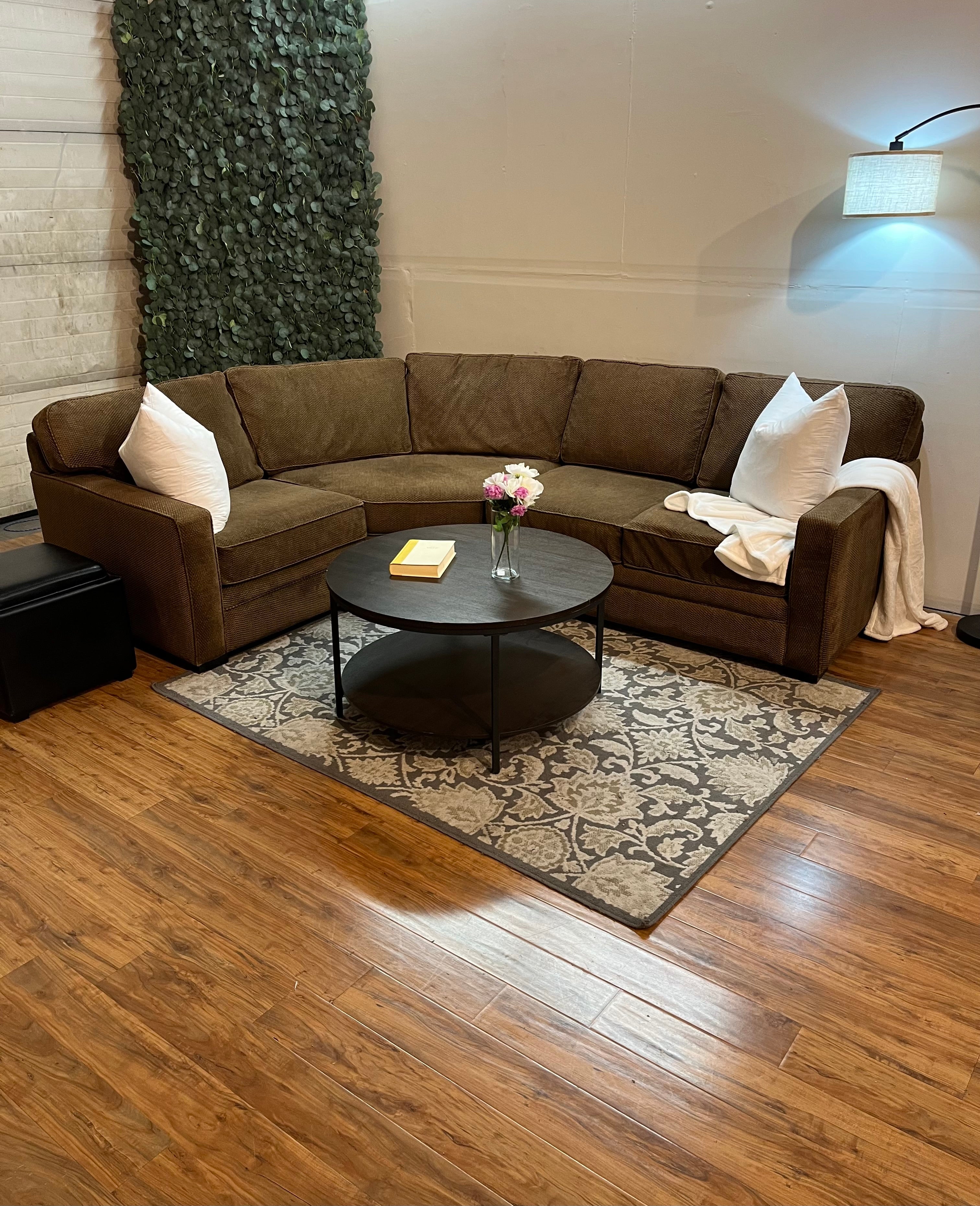 Jordan’s Furniture Sectional in Olive Brown