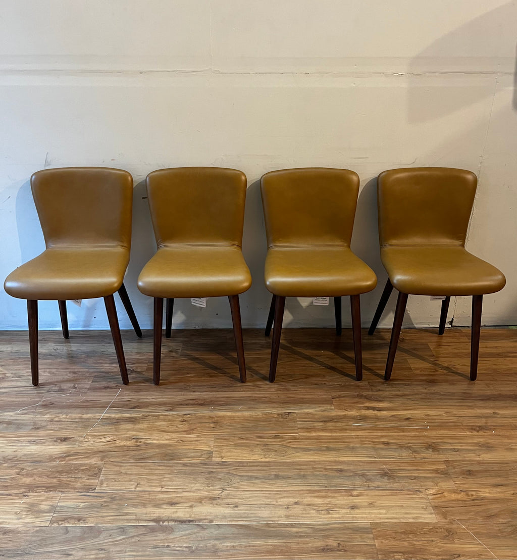 Article Sede Leather Dining Chairs (4) - Walnut And Toscana Tan