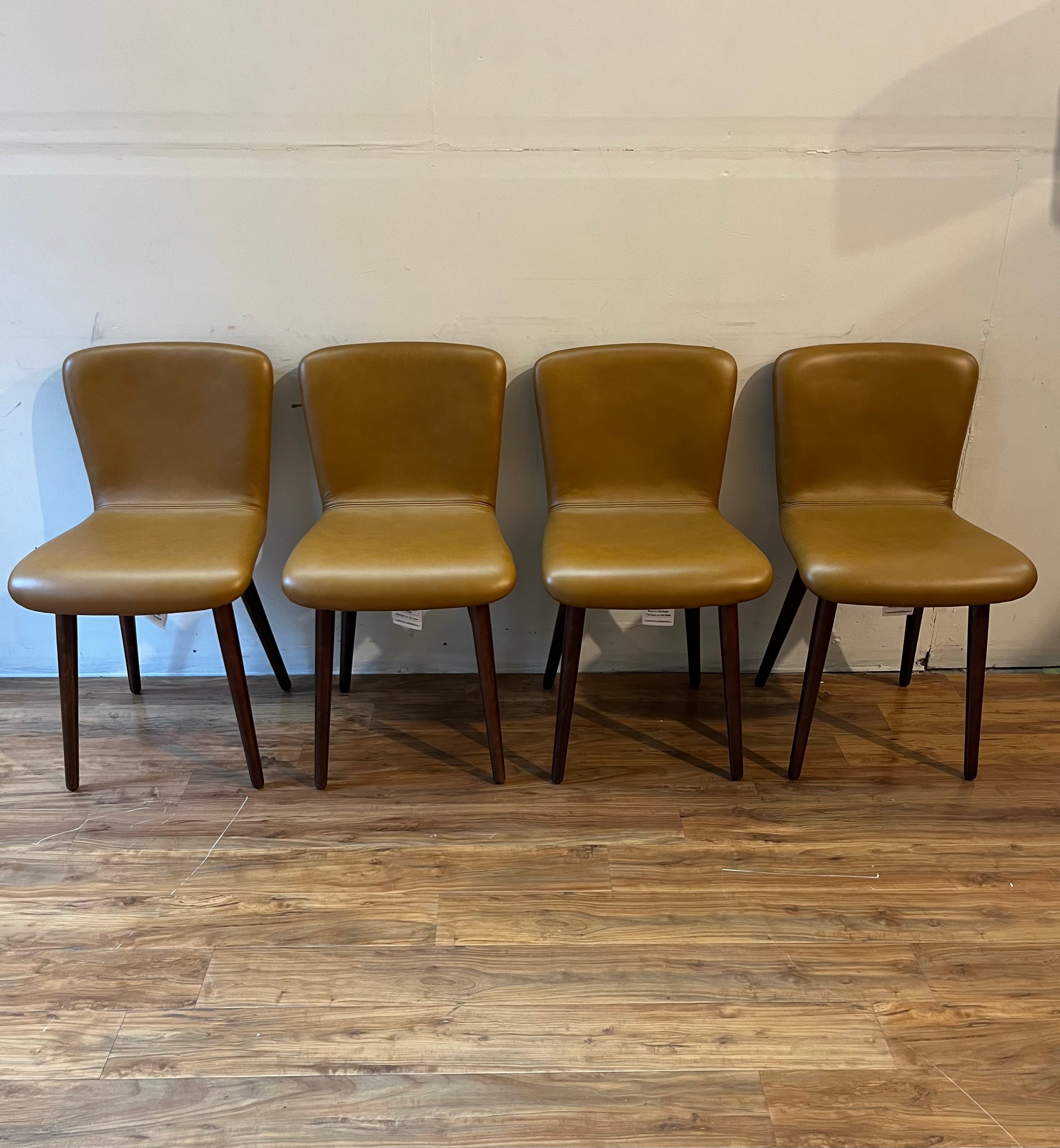 Article Sede Leather Dining Chairs (4) - Walnut And Toscana Tan
