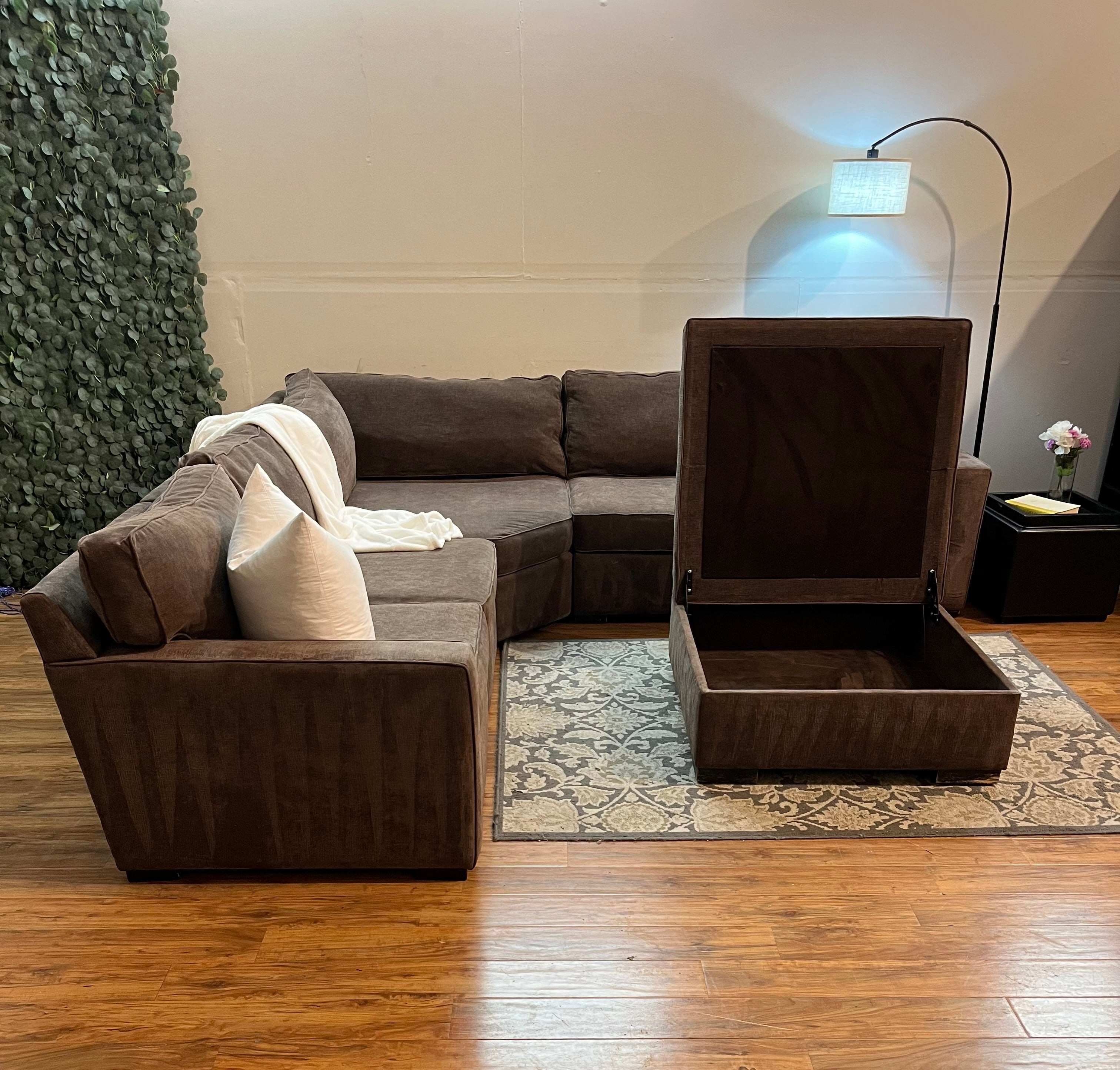 Macy’s Radley Sectional with Ottoman in Java Brown