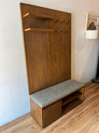 Article Kouva 47" Bench and Wall Panel Storage Set - Smoked Oak and Algonquin Green