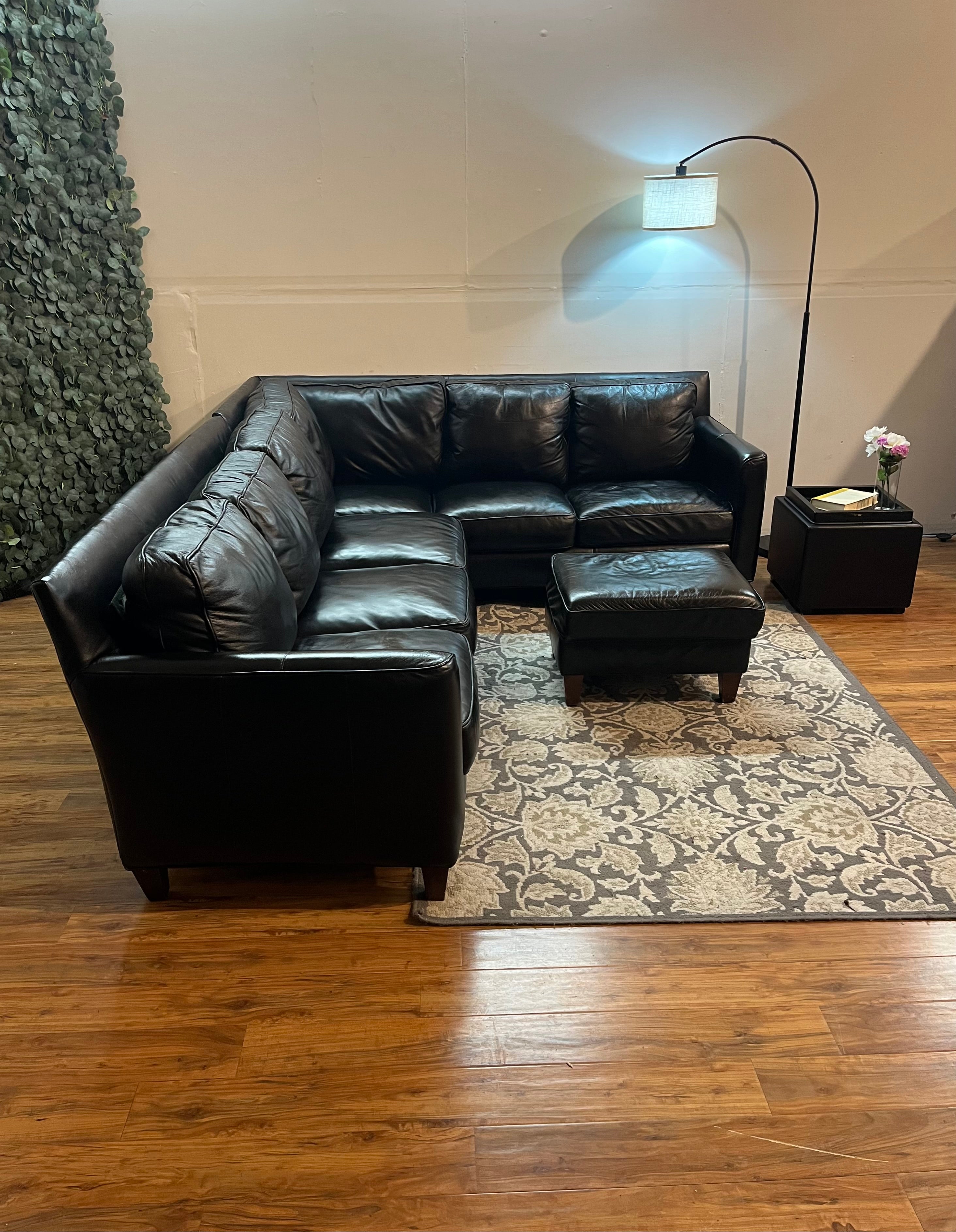 Bradington Young Leather Sectional in Jet Black