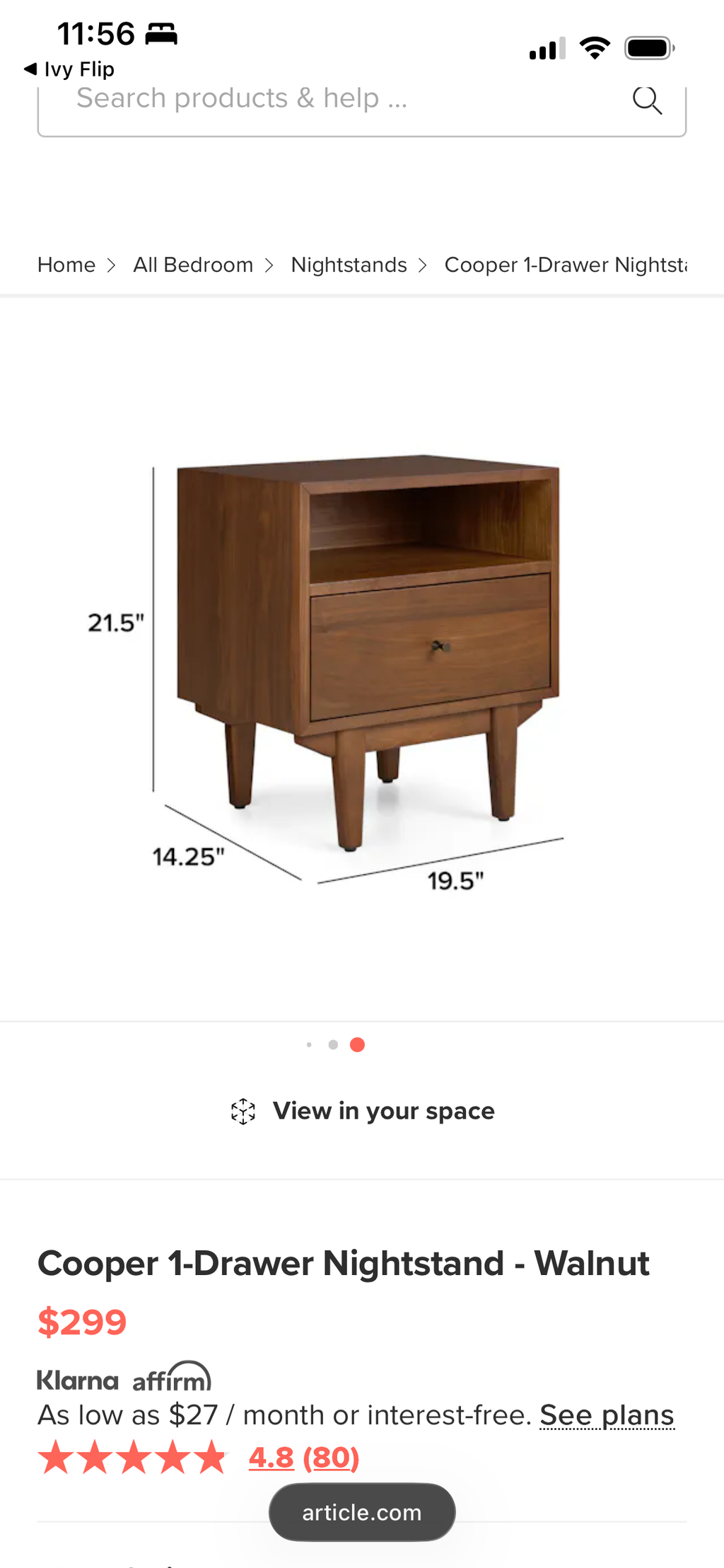 Article Cooper Nightstands (2) - Walnut
