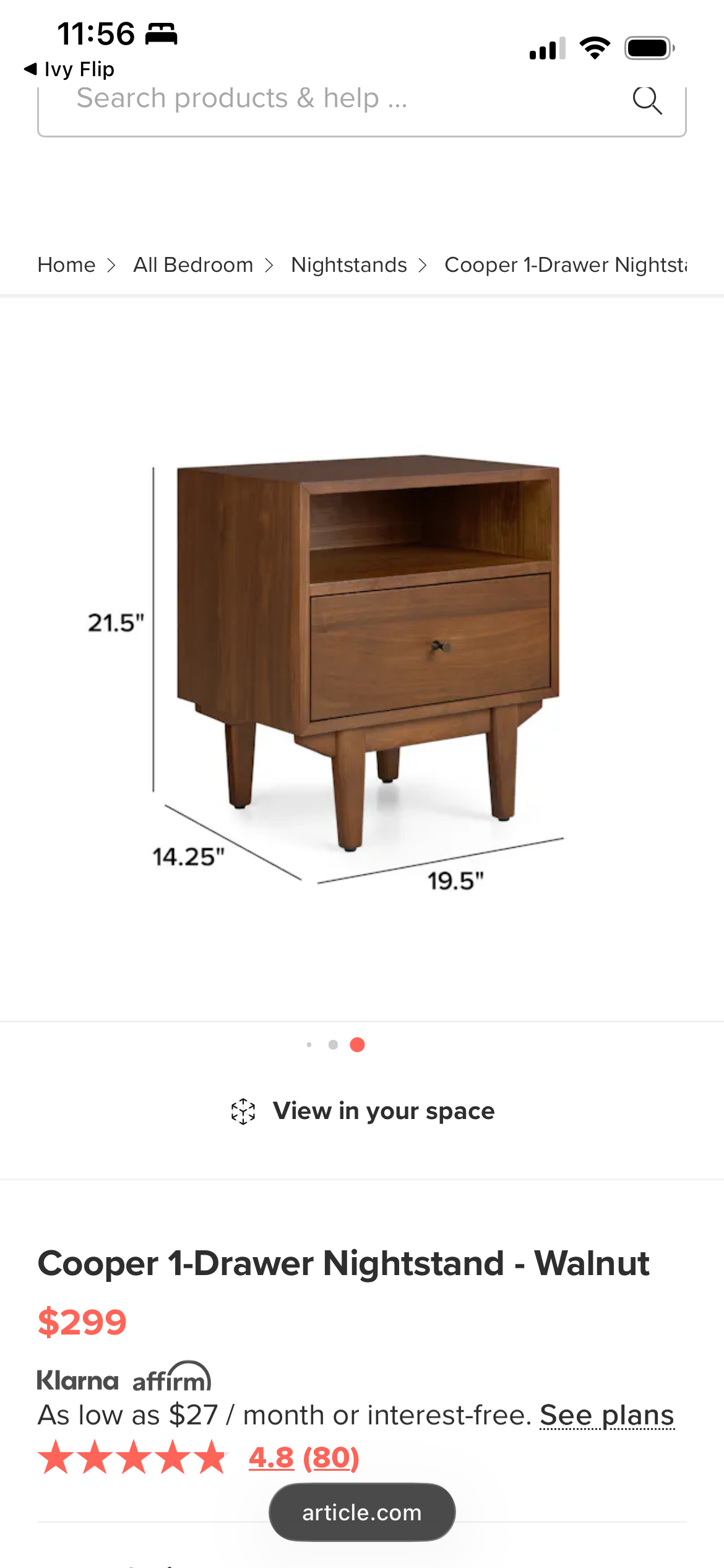 Article Cooper Nightstands (2) - Walnut