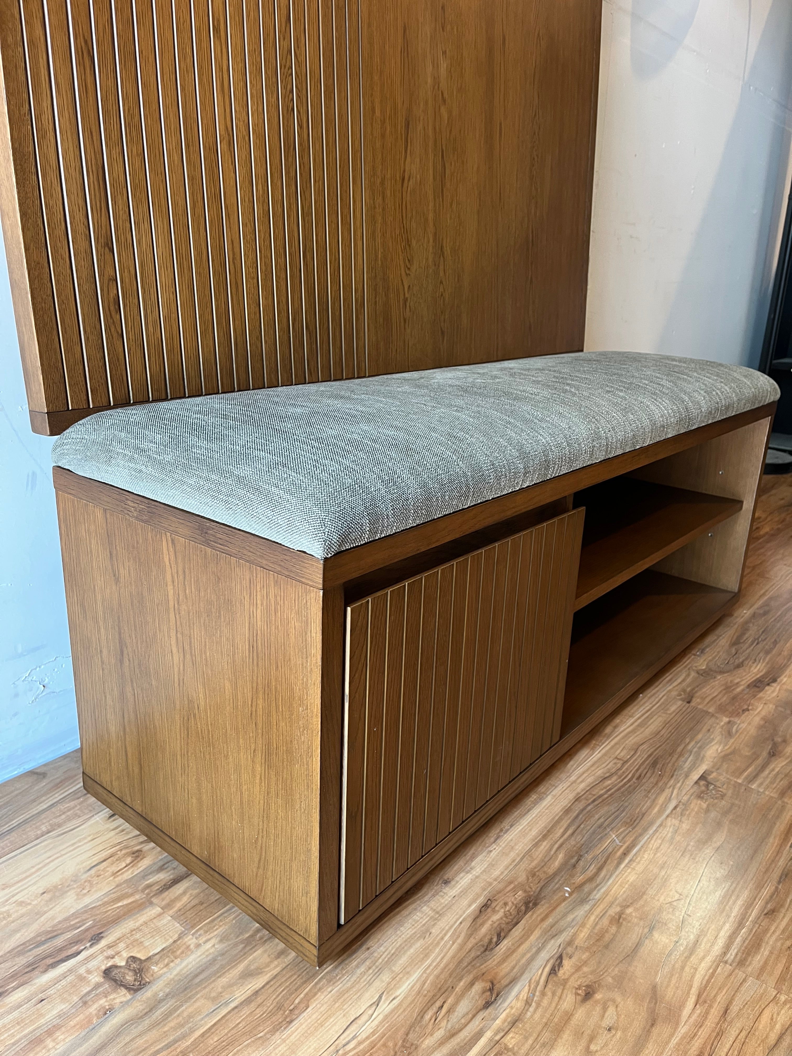 Article Kouva 47" Bench and Wall Panel Storage Set - Smoked Oak and Algonquin Green