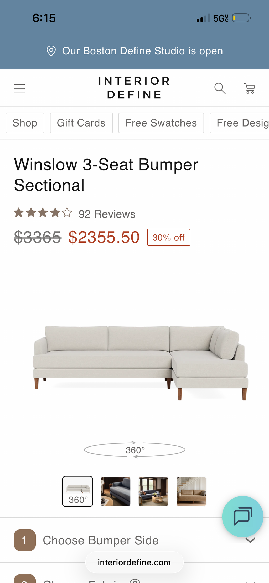 Interior Define Winslow Sectional in Frost White