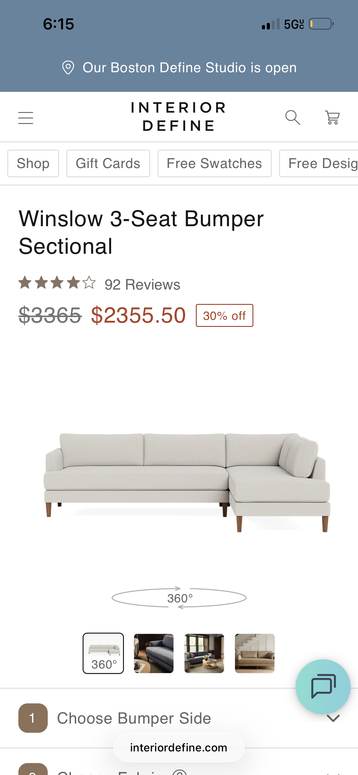 Interior Define Winslow Sectional in Frost White