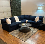 Jordan’s Furniture Corner Sectional in Navy Blue
