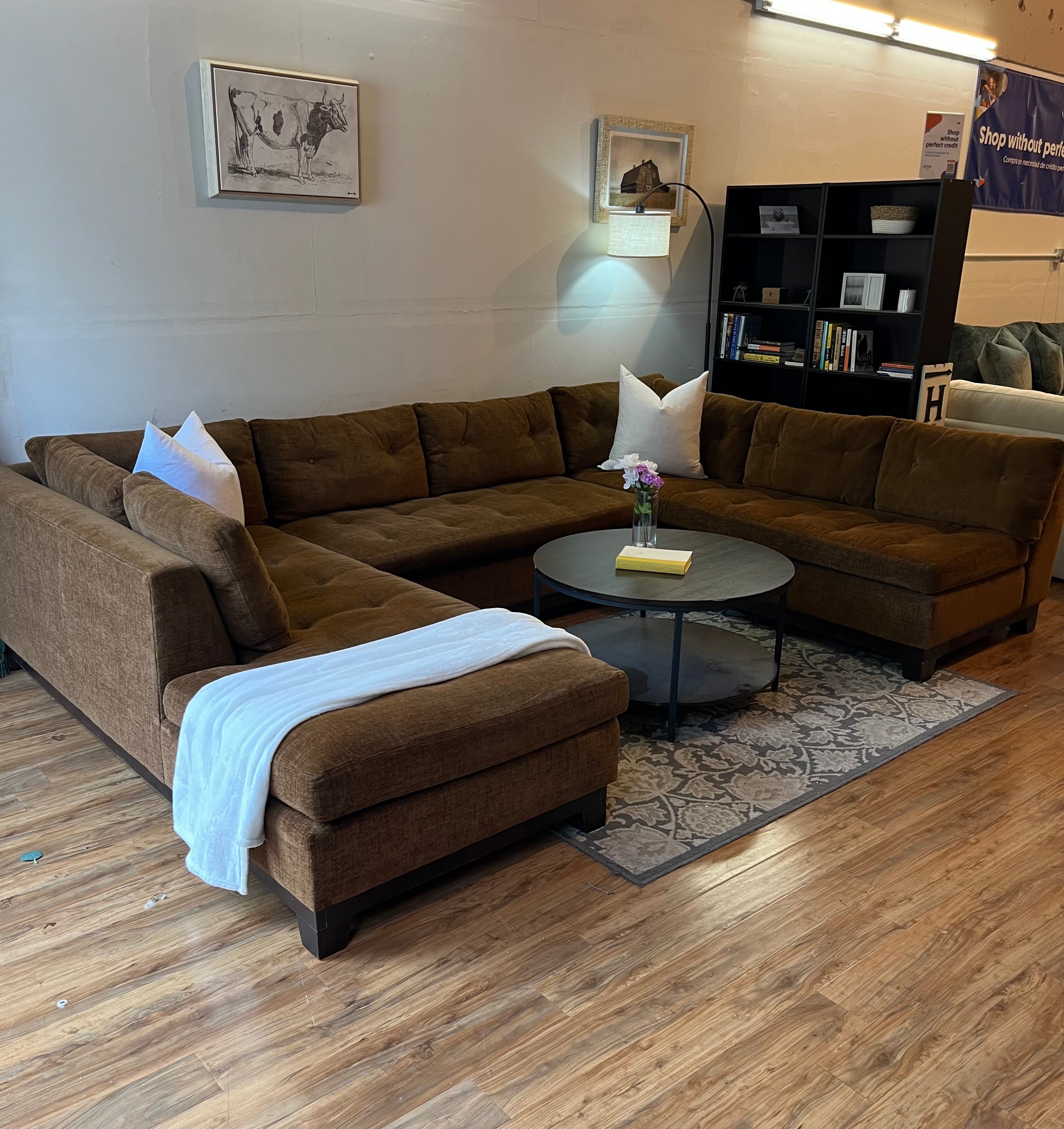 ABC Carpet & Home Tufted Sectional in Rich Caramel