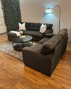 Jordan’s Furniture Sectional and Loveseat Set in Charcoal Gray