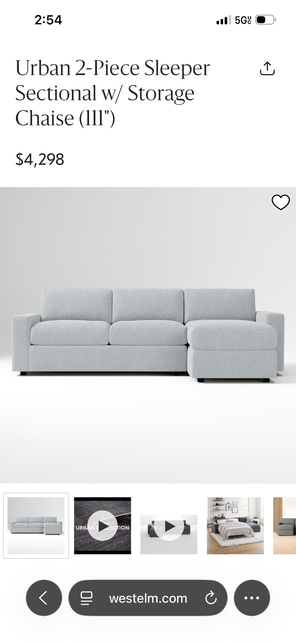 West Elm Urban Sleeper Sectional in Denim Blue