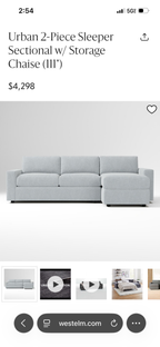 West Elm Urban Sleeper Sectional in Denim Blue