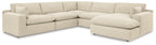 Elyza 5-Piece Sectional with Chaise in Linen