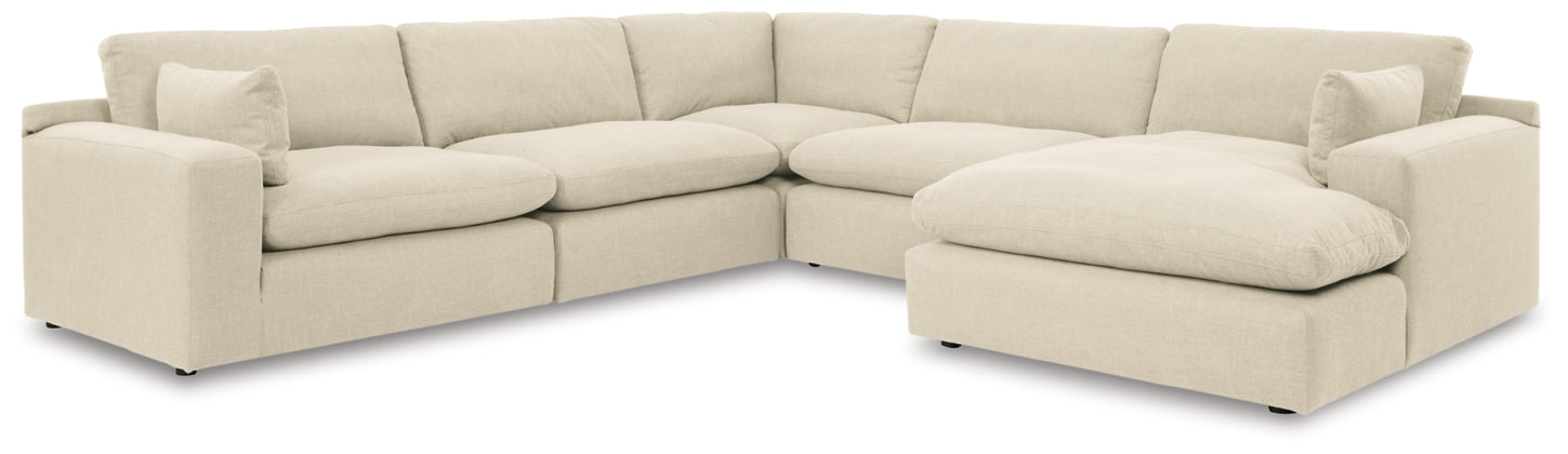 Elyza 5-Piece Sectional with Chaise in Linen