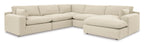 Elyza 5-Piece Sectional with RAF Chaise in Linen