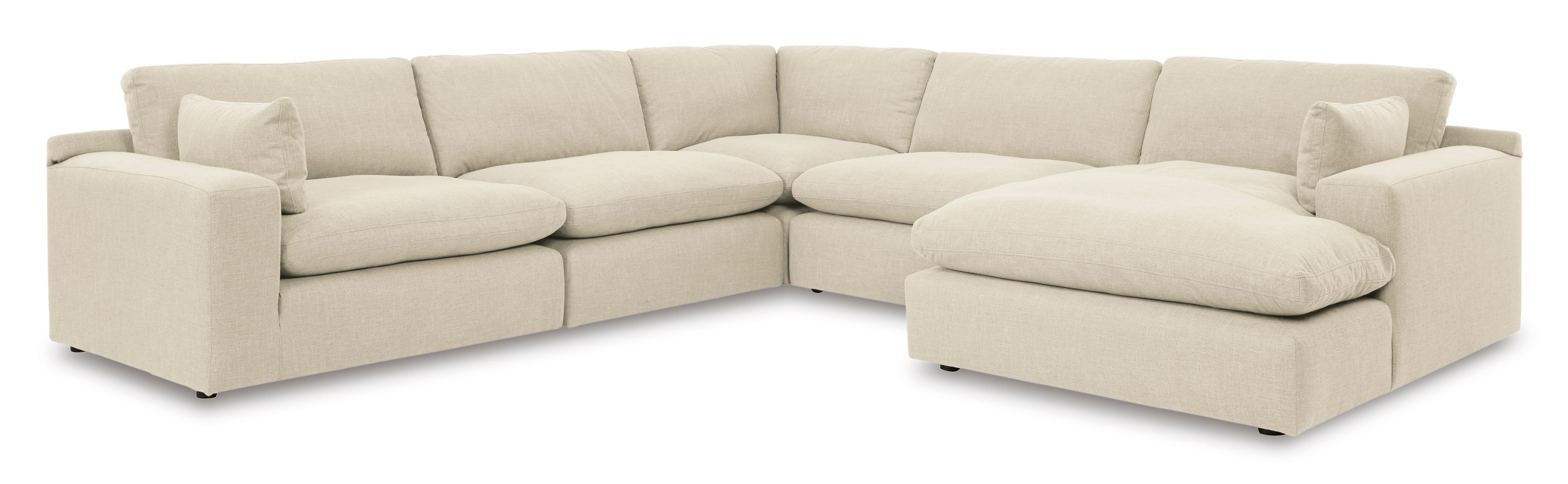 Elyza 5-Piece Sectional with RAF Chaise in Linen