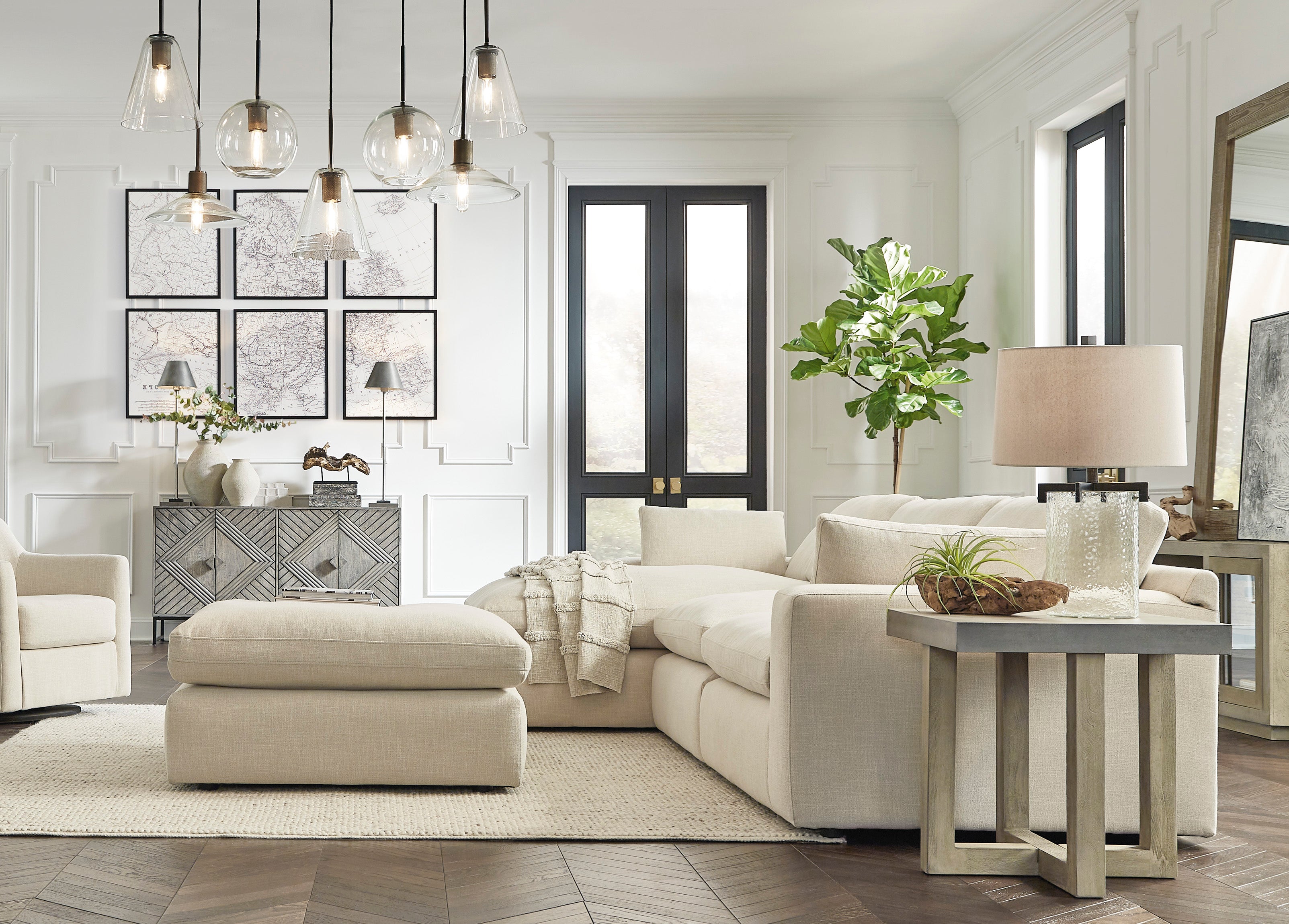 Elyza 3-Piece Sectional with LAF Chaise in Linen