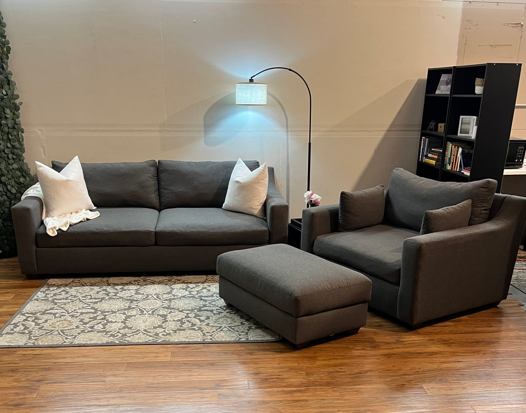 Oversized Sofa, Chair & Ottoman in Dark Slate