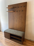 Article Kouva 47" Bench and Wall Panel Storage Set - Smoked Oak and Algonquin Green