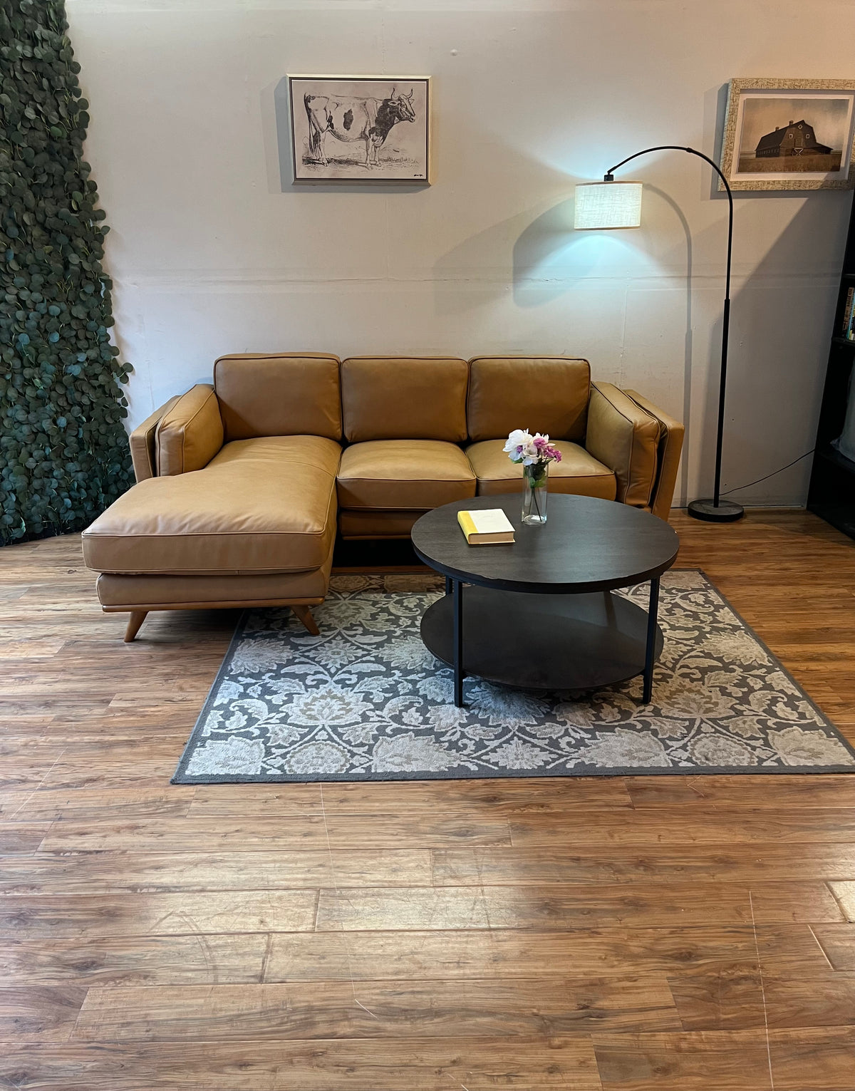Article Timber Leather Sectional - Charme Tan