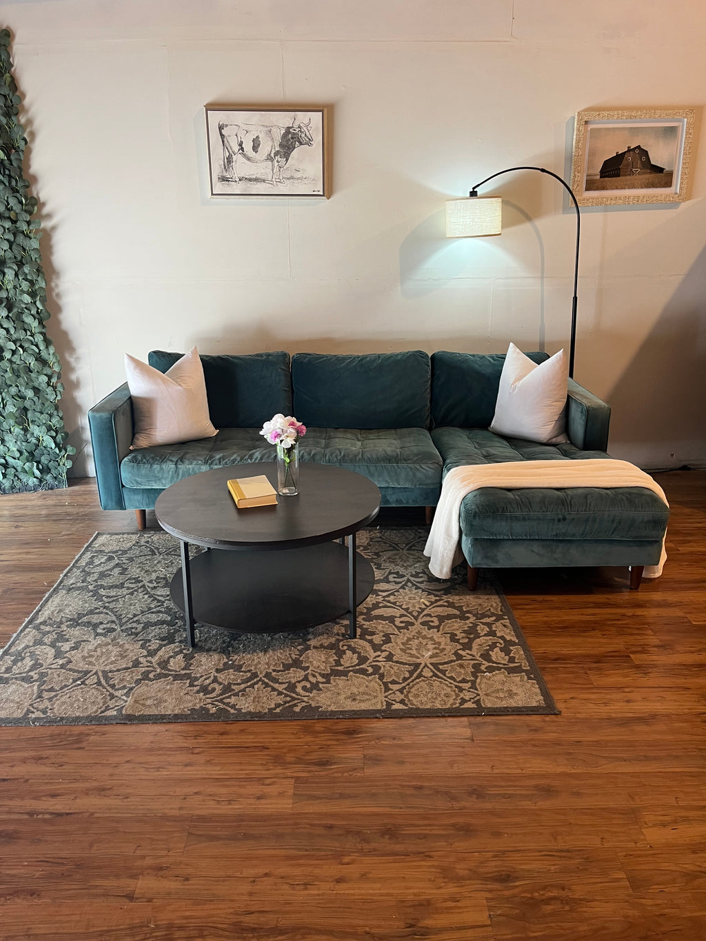 Article Sven Velvet Sectional in Pacific Blue