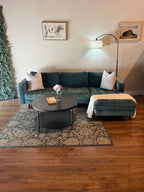Article Sven Velvet Sectional in Pacific Blue