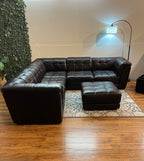 Chateau d’Ax Italian Leather Modular Sectional in Dark Chocolate Brown
