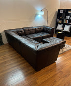 Chateau d’Ax Italian Leather Modular Sectional in Dark Chocolate Brown