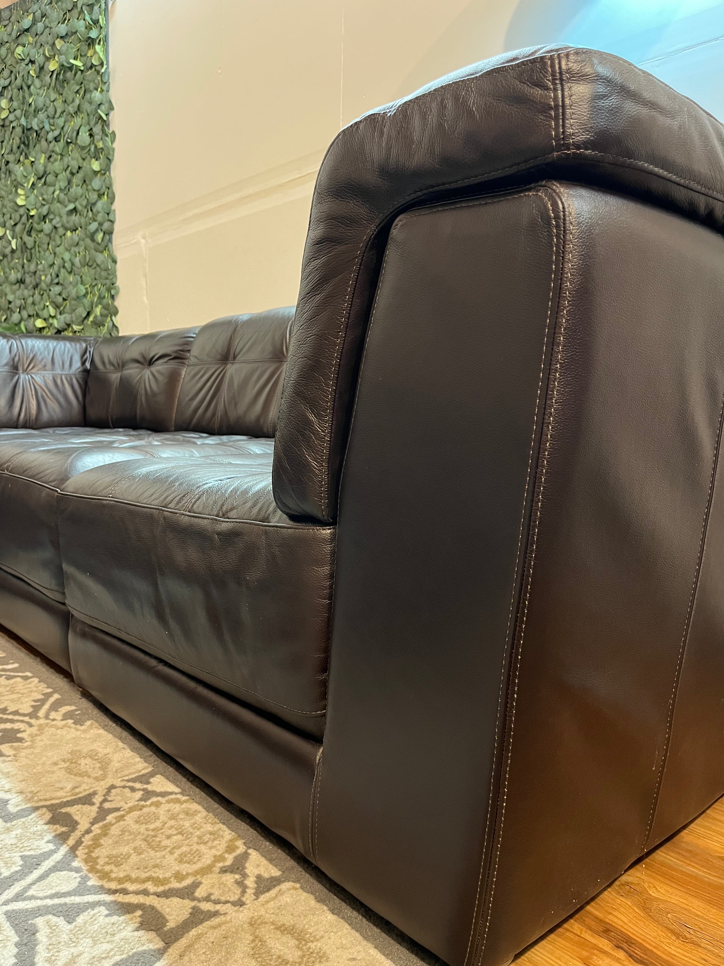 Chateau d’Ax Italian Leather Modular Sectional in Dark Chocolate Brown