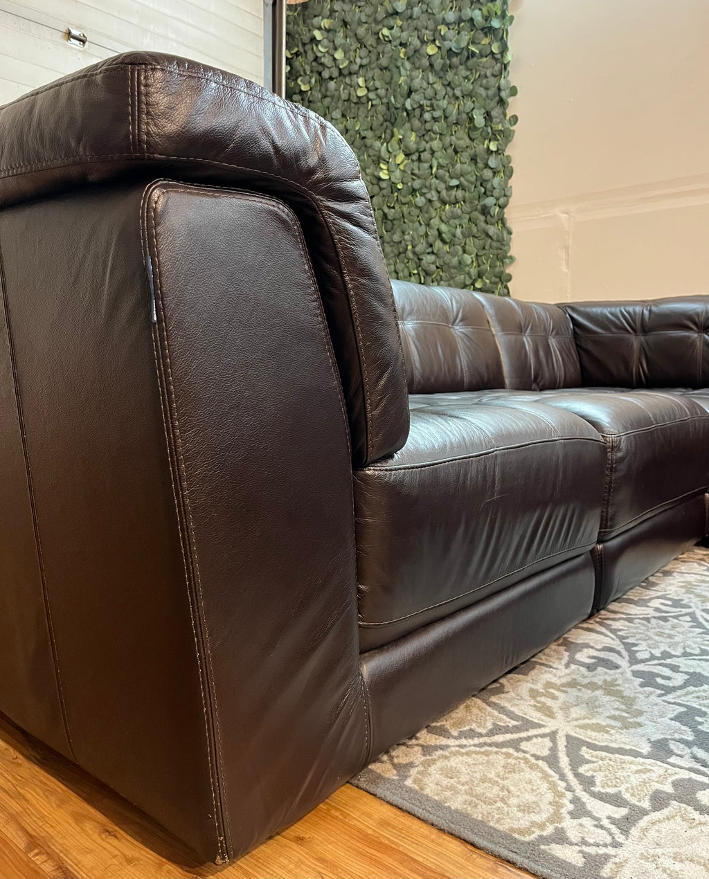 Chateau d’Ax Italian Leather Modular Sectional in Dark Chocolate Brown