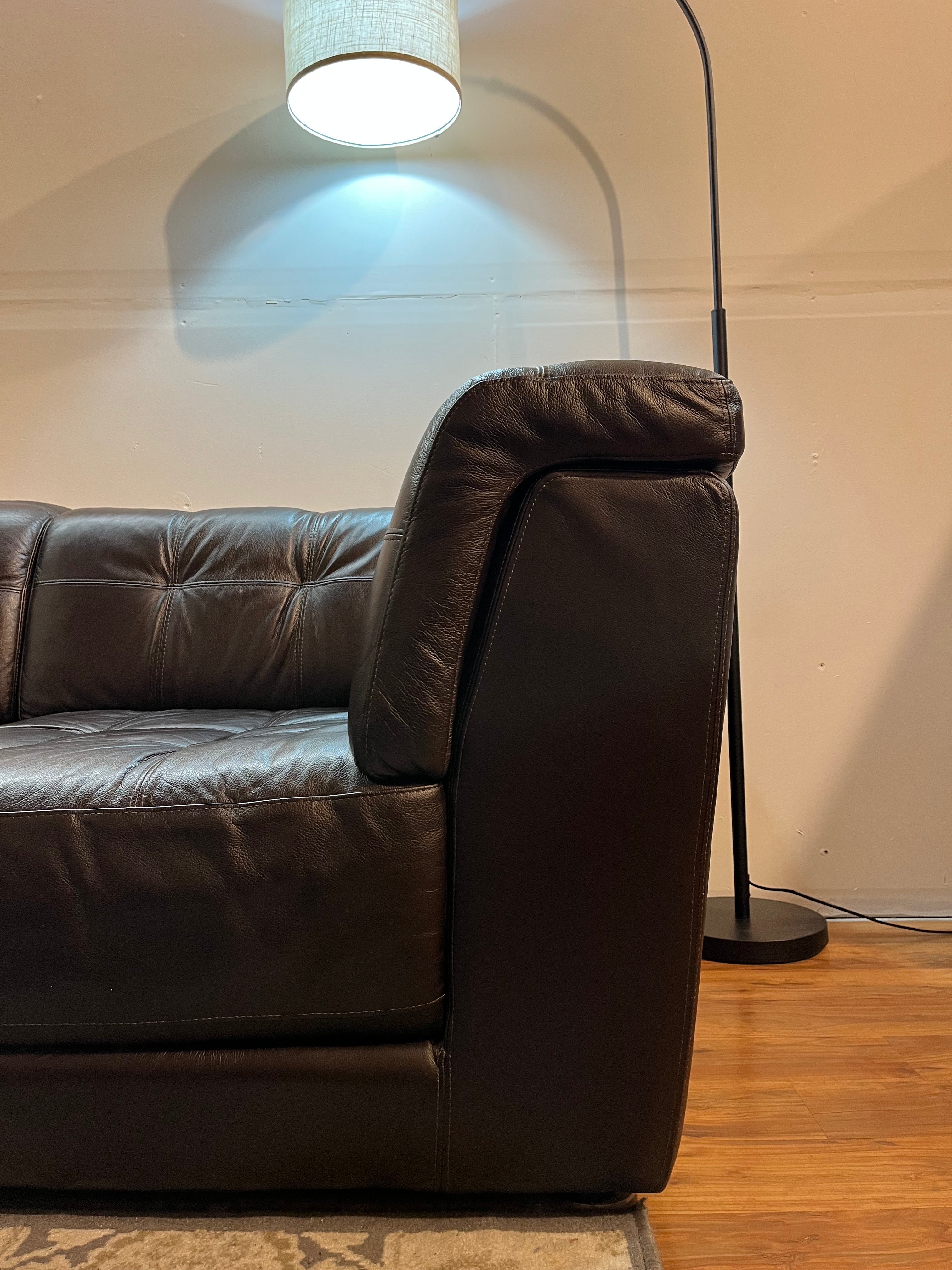 Chateau d’Ax Italian Leather Modular Sectional in Dark Chocolate Brown