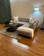 West Elm Peggy Tufted Chaise Sectional in Stone Gray