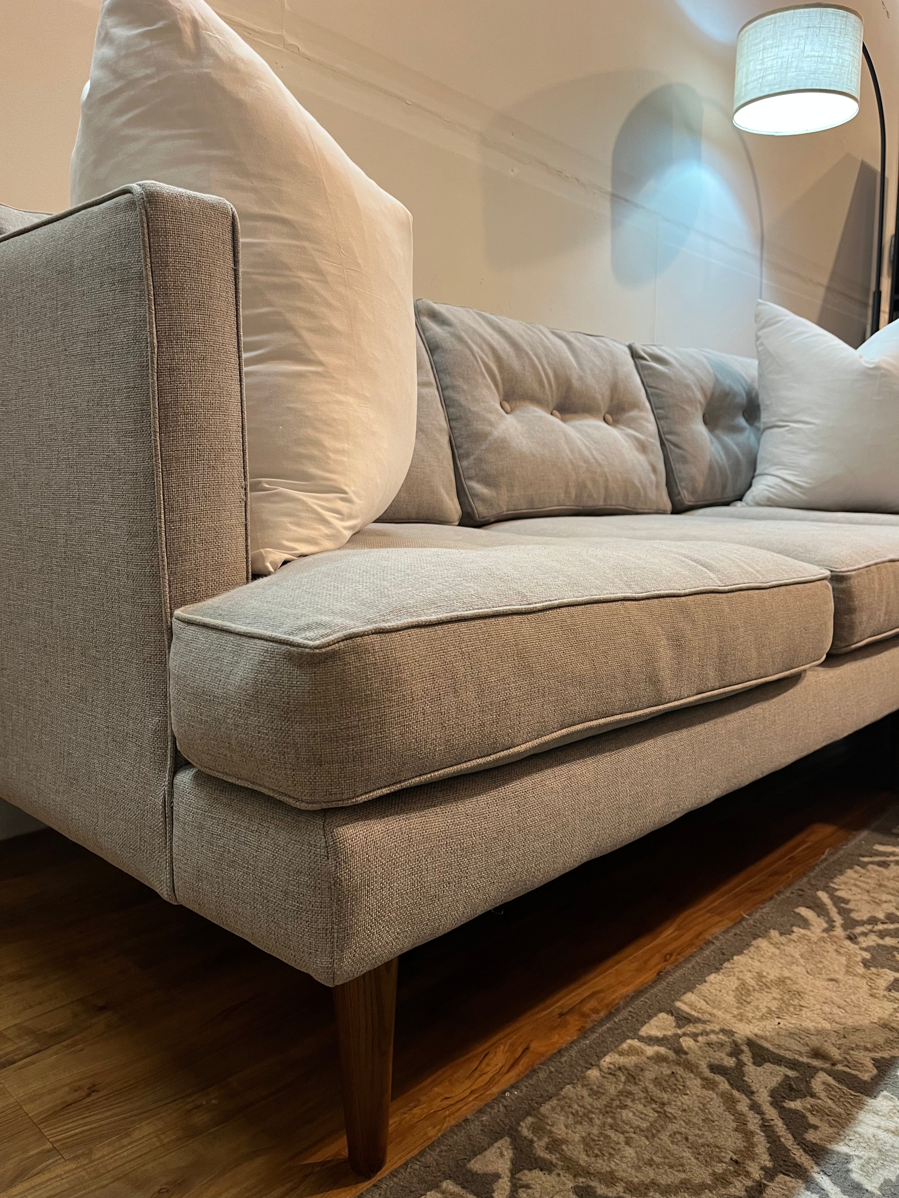 West Elm Peggy Tufted Chaise Sectional in Stone Gray