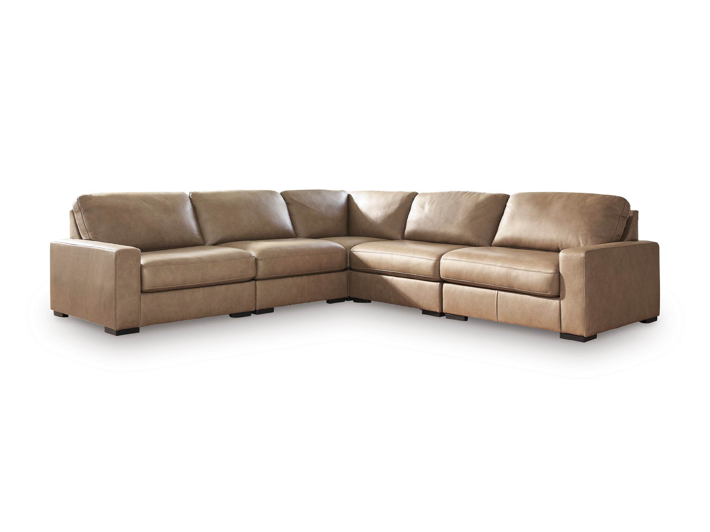 Novella Leather 5-Piece Corner Sectional in Sahara