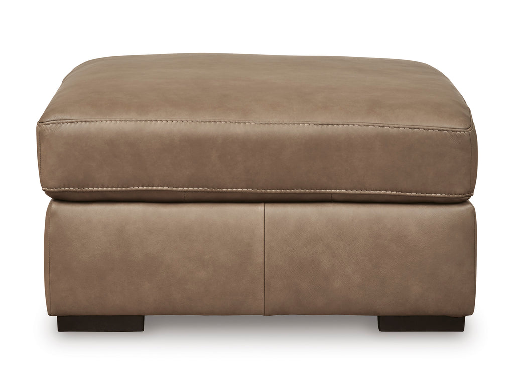 Novella Leather Ottoman in Sahara