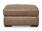 Novella Leather Ottoman in Sahara