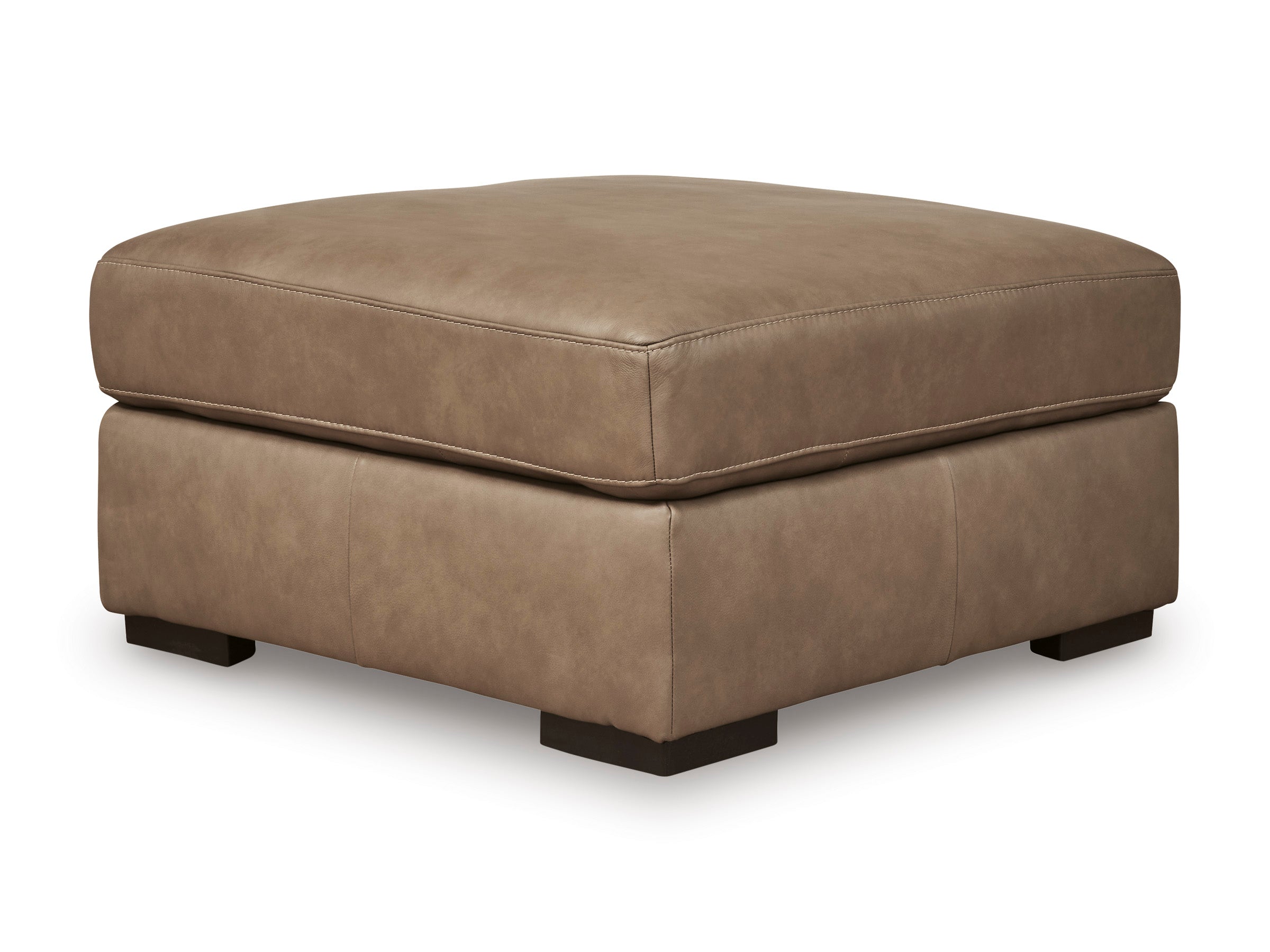 Novella Leather Ottoman in Sahara
