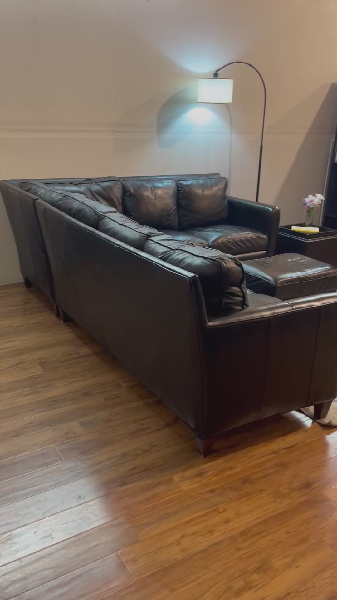 Bradington Young Leather Sectional in Jet Black