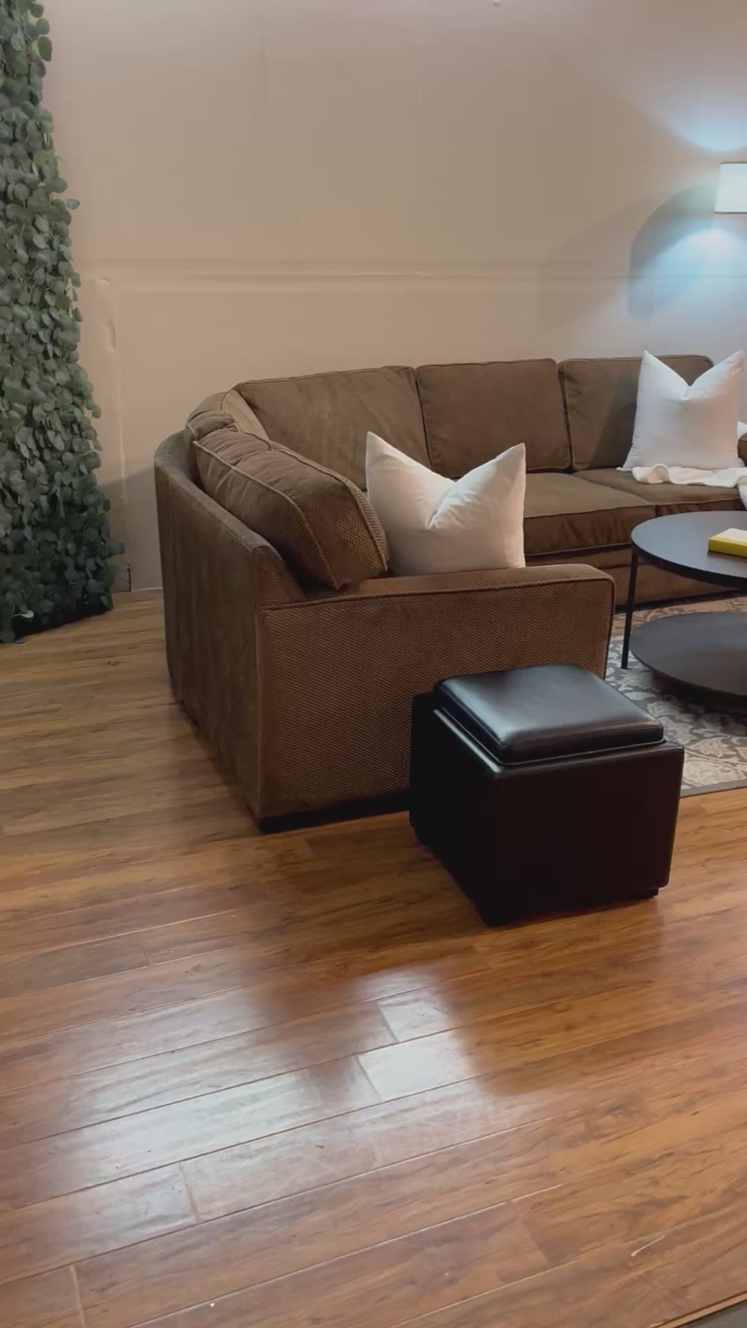 Jordan’s Furniture Sectional in Olive Brown