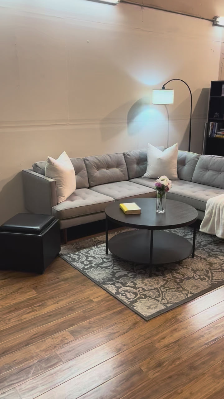 West Elm Peggy Tufted Chaise Sectional in Stone Gray